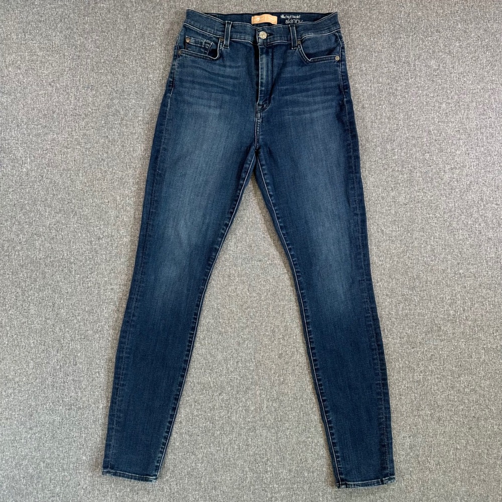 7 For All Mankind Blair Authentic High Waist Skinny Jeans Dark Blue Womens 29